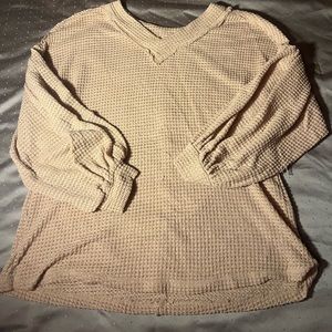 Soft pink waffle knit sweater, size XL